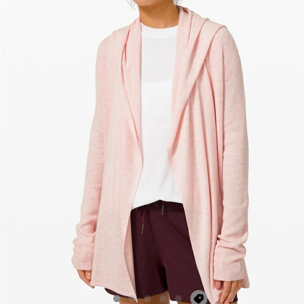 New Lululemon Sundown Wrap Hoodie Womens 4 Pink  Cashmere Blend Cardigan Sweater